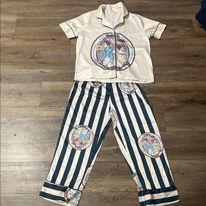 Women's Cream and Black Striped Pajama Set